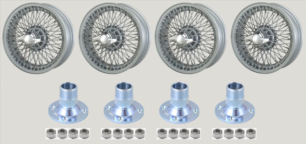 5.5 x 15" 72 Spoke Wire Wheel Kit (Silver Painted)